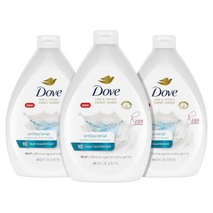Dove Antibacterial Hand Wash Care & Protect Pack of 3 Protects Skin from Dryness, Moisturizers More Than The Leading Ordinary Hand Soap, 34 oz(34 Fl Oz (Pack of 3))