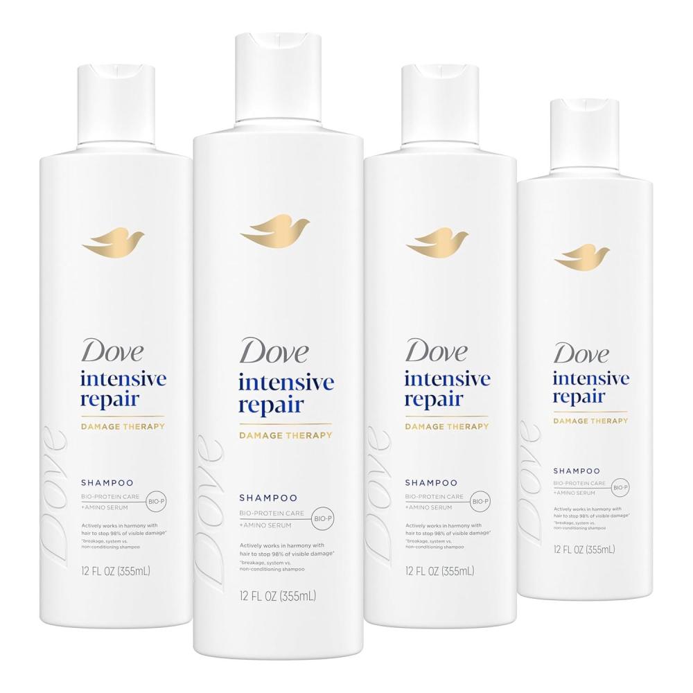 imageDove Shampoo 4 count Intensive Repair for Damaged Hair with BioProtein Care Technology and Amino Serum 12 Fl OzFragranced