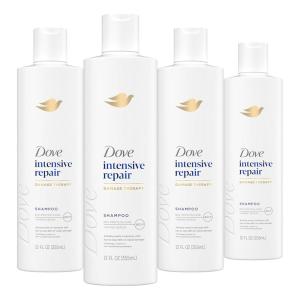 Dove Shampoo 4 count Intensive Repair for Damaged Hair with Bio-Protein Care Technology and Amino Serum 12 Fl Oz(Fragranced)