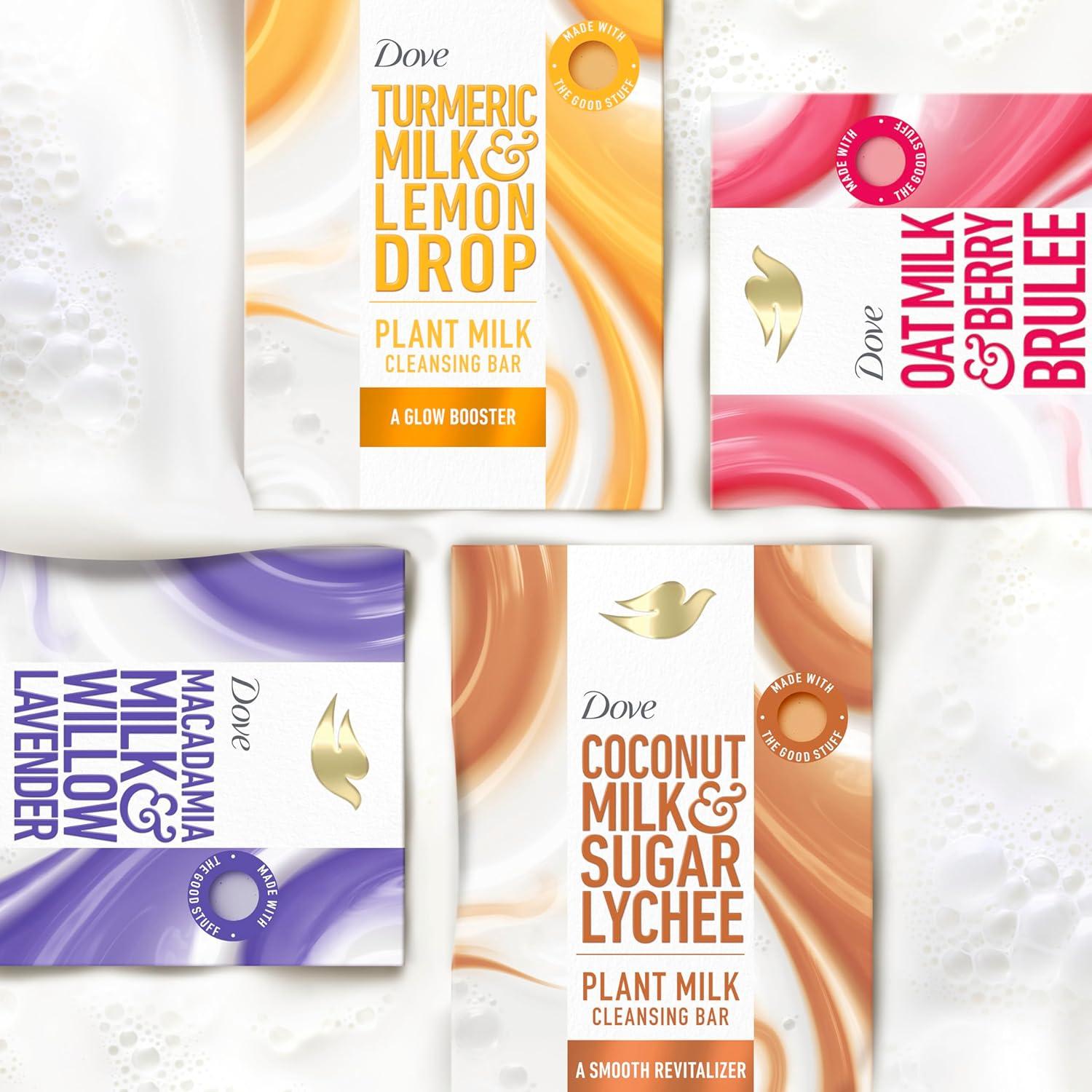 imageDove Plant Milk Cleansing Bar Soap Macadamia Milk amp Willow Lavender Serenity Seeker 4 Count for Moisturized Skin Gentle Cleanser No Sulfate Cleansers or Parabens 98 Biodegradable Formula 5 oz