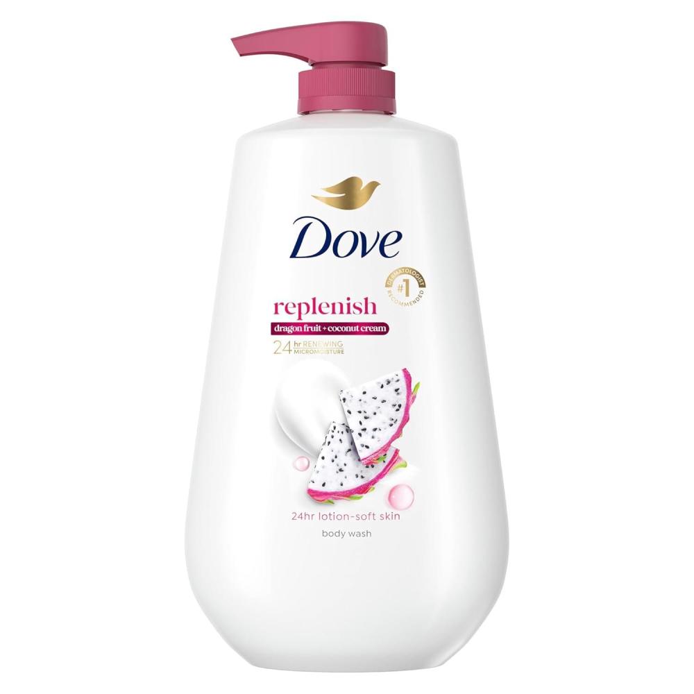 imageDove Body Wash Replenish Dragon Fruit and Coconut Cream For 24hr LotionSoft Skin Moisturizing Skin Cleanser with No Sulfates No Parabens 306 ozFragranced