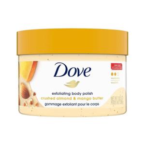 Dove Exfoliating Body Polish Body Scrub Crushed Almond and Mango Butter 4 Count Exfoliating Scrub for Dry Skin Gently Exfoliates to Reveal Healthy Skin 10.5 oz(Mango Almond)