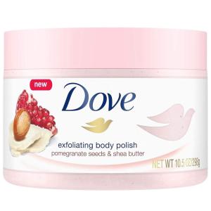 Dove Exfoliating Body Polish Body Scrub Crushed Almond and Mango Butter 4 Count Exfoliating Scrub for Dry Skin Gently Exfoliates to Reveal Healthy Skin 10.5 oz(Pomegranate)