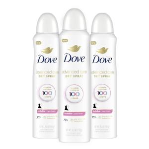 Dove Advanced Care Antiperspirant Deodorant Spray Clear Finish 3 Count Invisible antiperspirant Deodorant Tested on 100 colors 72-Hour Odor and Sweat Protection with Pro-Ceramide Technology 3.8 oz(3.8 Ounce (Pack of 3))