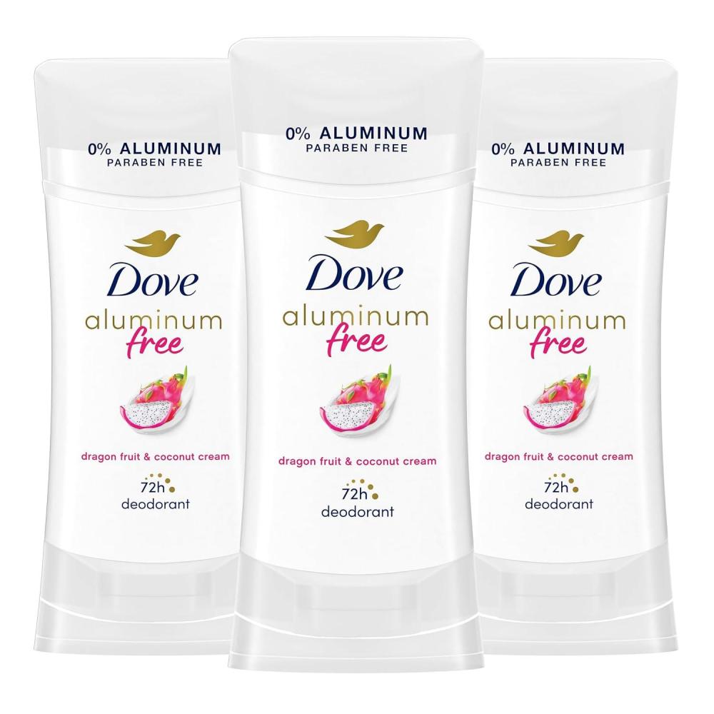 imageDove Aluminum Free Deodorant for Women 3 Pack Dragon Fruit amp Coconut Cream 72 hour odor protection 26ozDragonfruit