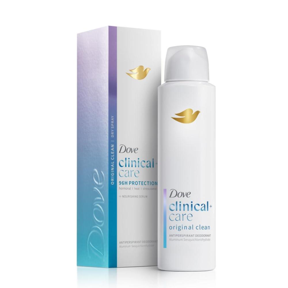 imageDove Clinical Care Antiperspirant Deodorant Dry Spray for Women Original Clean with Nourishing Serum 38 oz