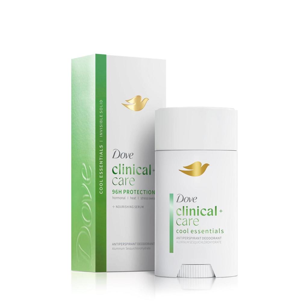 imageDove Clinical Care Antiperspirant Deodorant Invisible Solid Stick for Women Cool Essentials with Nourishing Serum 26 oz