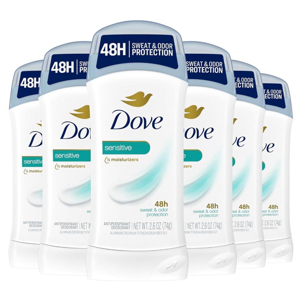 imageDove Invisible Solid Antiperspirant Deodorant Stick for Women 6 Count Sensitive for All Day Underarm Sweat amp Odor Protection 26 oz