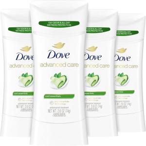 Dove Advanced Care Anti Deo Stick Cool Essentials Twin Pack for helping your skin barrier repair after shaving 72 h odor control and all-day sweat protection with Pro Ceramide Technology 2.6 oz(2.6 Ounce (Pack of 4))