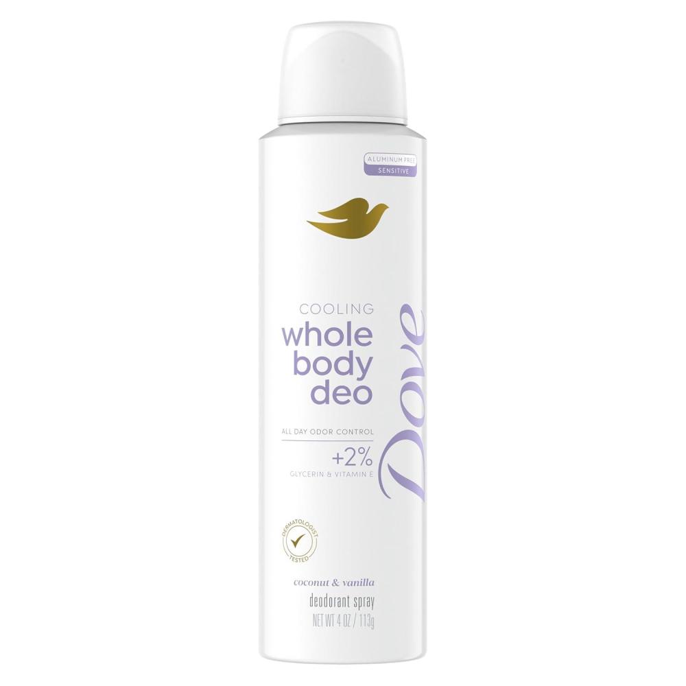 imageDove Whole Body Deodorant Cooling Spray Raspberry amp Rose Aluminum Free 4ozCoconut Vanilla
