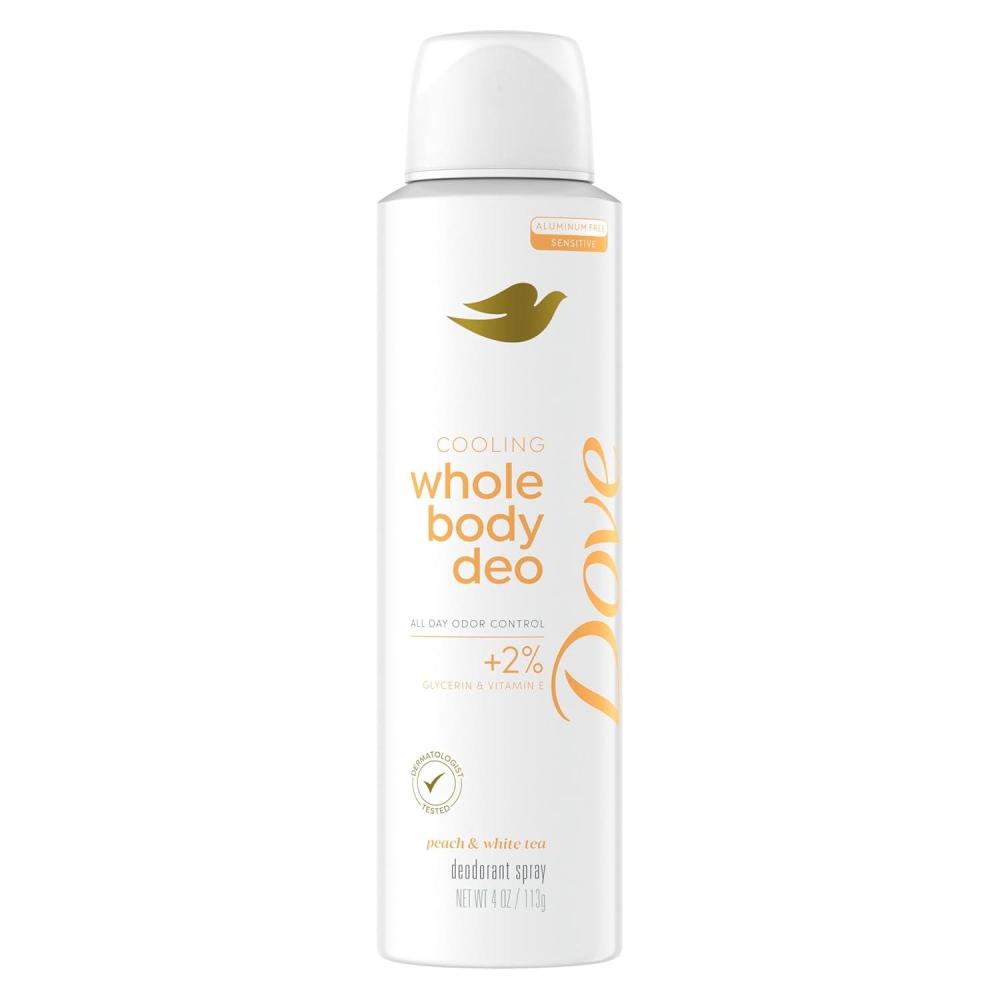 imageDove Whole Body Deodorant Cooling Spray Raspberry amp Rose Aluminum Free 4ozPeach White Tea