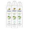 Dove Aluminum Free Deodorant Spray for Women 3 Count Coconut & Pink Jasmine 72 hour odor protection 4oz(Cucumber and Green Tea)