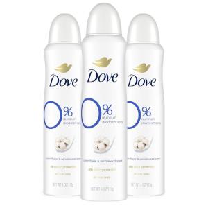 Dove Aluminum Free Deodorant Spray for Women 3 Count Coconut & Pink Jasmine 72 hour odor protection 4oz(Cotton Flower and Sandalwood)