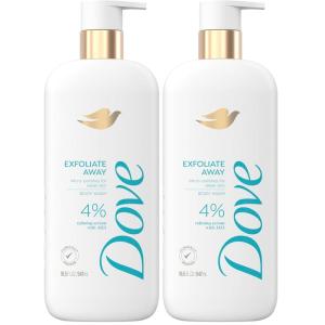 Dove Body Wash Exfoliate Away Micro-polishes for silkier skin 4% refining serum with AHA 18.5 oz(18.5 Fl Oz (Pack of 2))
