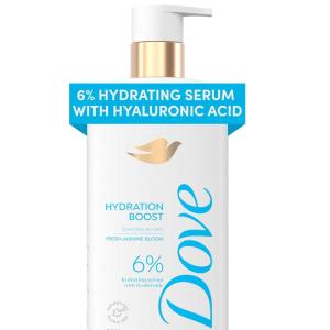 Dove Serum Body Wash Hydration Boost actively drenches dry skin with Hyaluronic Acid Serum 18.5 Fl Oz(Fresh Jasmine Bloom)