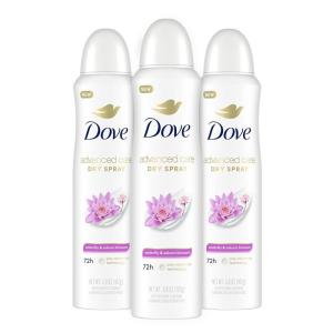 Dove Advanced Care Antiperspirant Deodorant Spray Waterlily & Sakura Blossom 3 Count Moisturizing for After-Shaving Care 72-hour that boost skin’s ceramide levels for Soft Underarms 3.8 oz