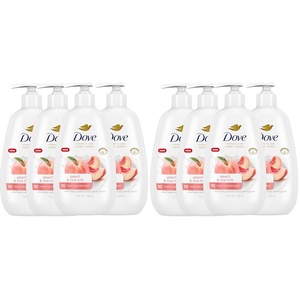 Dove Advanced Care Hand Wash Peach & Rice Milk 4 Count for Washing Away Dirt & Germs While Nourishing Skin 10 Layers Deep, with Moisture Boost 5X Complex(12 Fl Oz (Pack of 8))