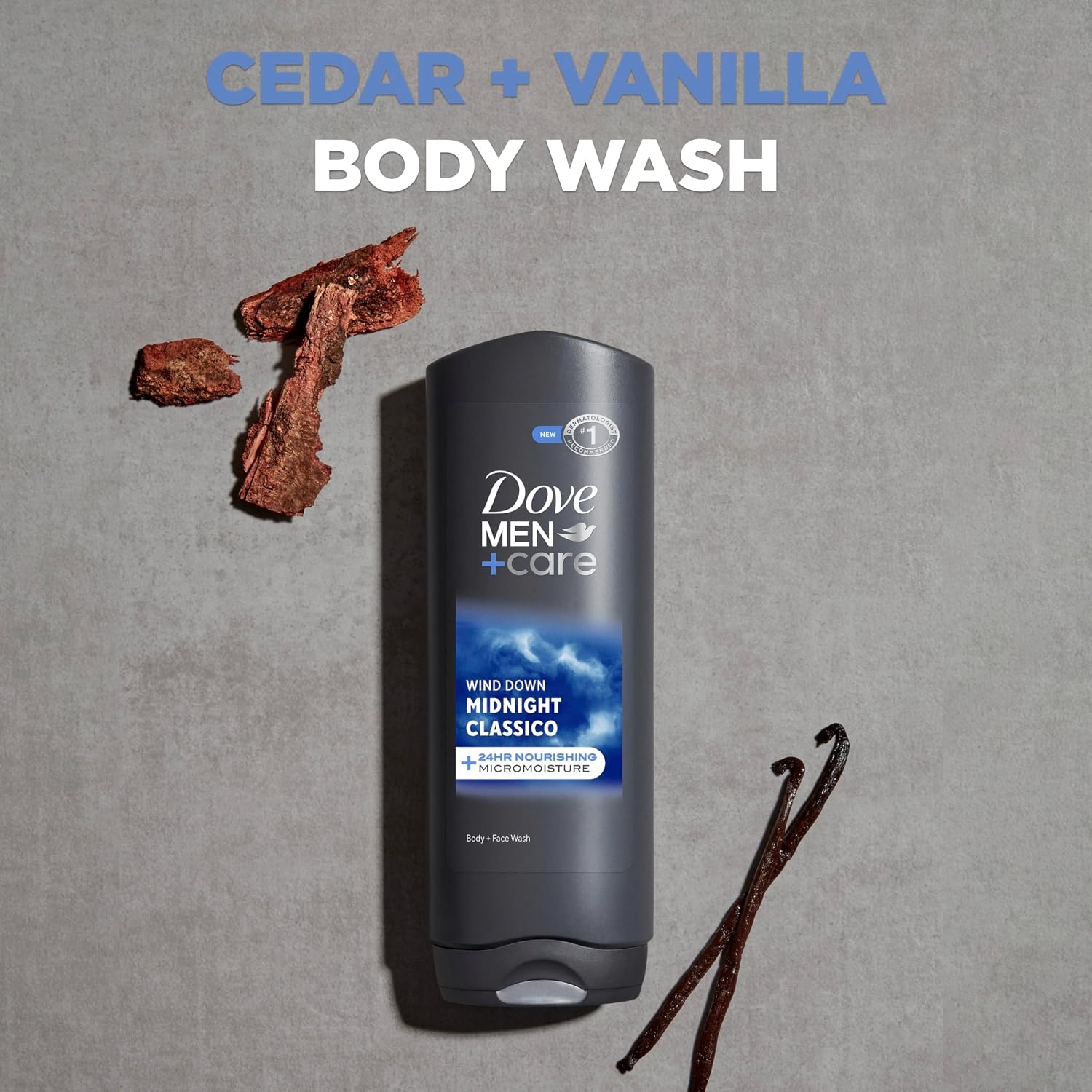 image:imageDOVE MEN Moisturizing Body Wash for Men Bourbon Vanilla Hazelnut 26ozMidnight Classico
