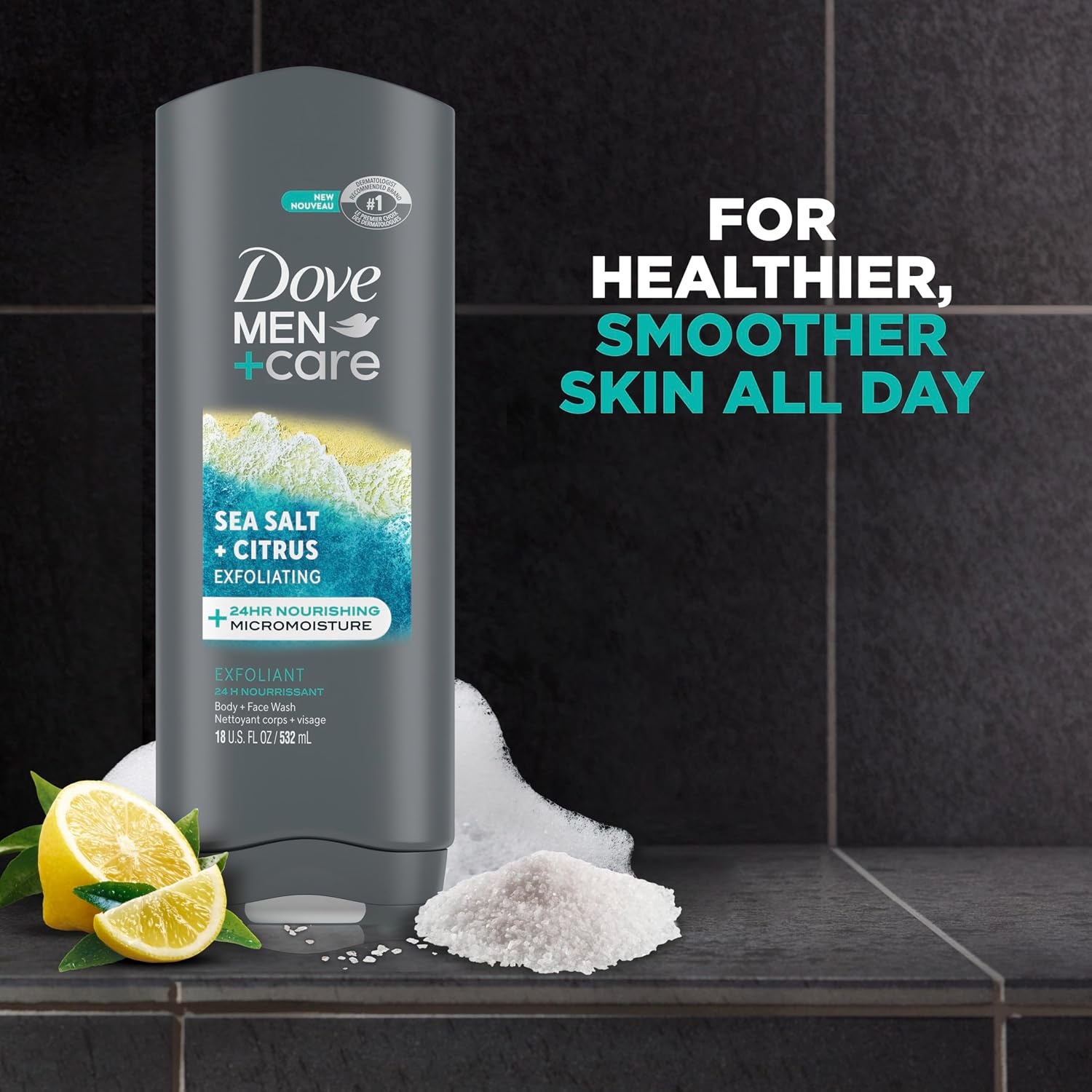 image:imageDOVE MEN Moisturizing Body Wash for Men Bourbon Vanilla Hazelnut 26ozSea Salt Citrus