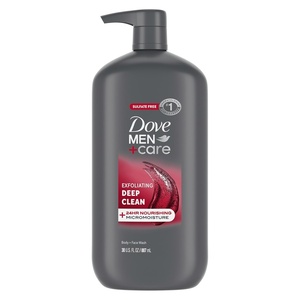 DOVE MEN Moisturizing Body Wash for Men, Bourbon Vanilla + Hazelnut, 26oz(Deep Clean)