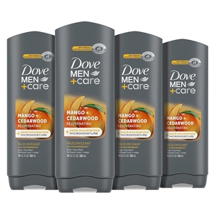 DOVE MEN Moisturizing Body Wash for Men, Bourbon Vanilla + Hazelnut, 26oz(Mango + Cedarwood)
